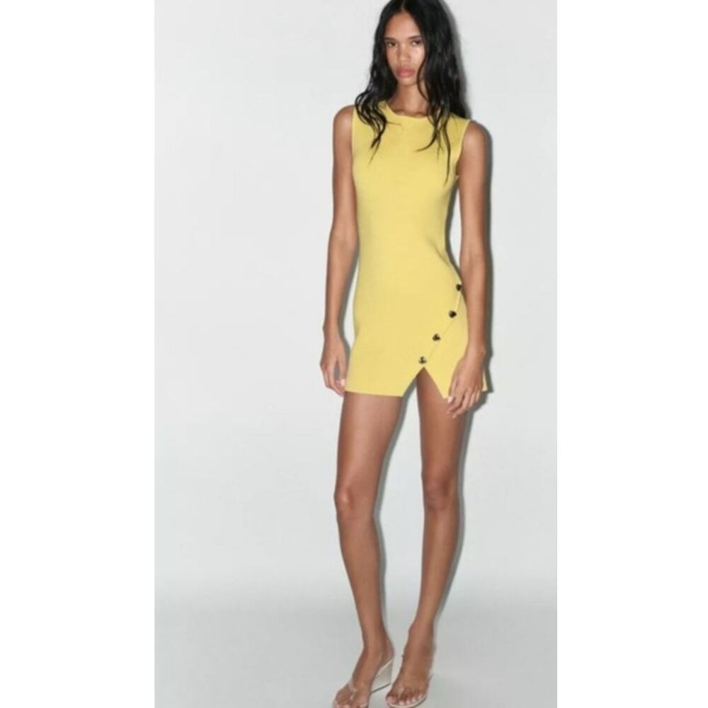 Zara Dress Size Large Yellow Sleeveless NWOT